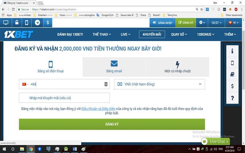 Join and Create Account 1xBet